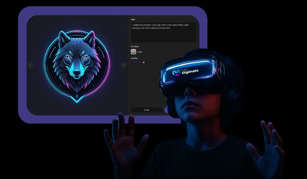 Mojo AI Generate Image Logo Wolf
